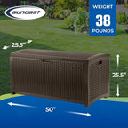 Suncast 99 Gallon Deck Garden Garage Home Wicker Resin Pool Box - Image 3