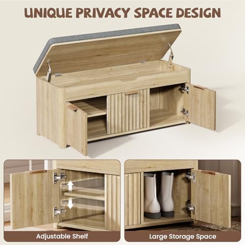 37.4" W Shoe Bench with Storage, Lift Top Entryway Bench - Image 4