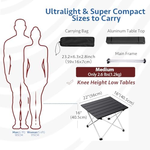 Grope Portable Camping Table, Aluminum Folding Beach Table - Image 2