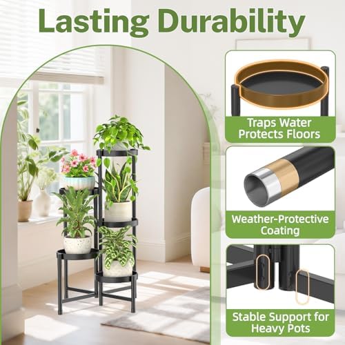 iDavosic.ly Plant Stand Indoor Outdoor, 5 Tier Metal Corner Shelf - Image 5