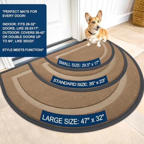 OLANLY Half Circle Front Door Mat Outside 33x21 All-Season Rubber Doormat - Image 2