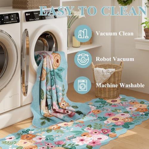 DUKINO 2x6 Runner Rug, Floral Washable Rug - Image 6