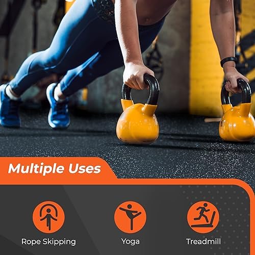 SUPERJARE 0.4'' Thick 6 Pcs 24 Sq Ft Rubber Top Exercise Equipment Mats - Image 5