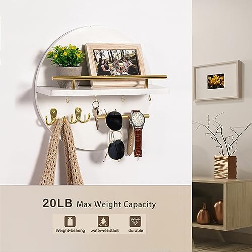 Key Holder Wall Mount with Shelf and Hooks, Mail Organizer - Image 3