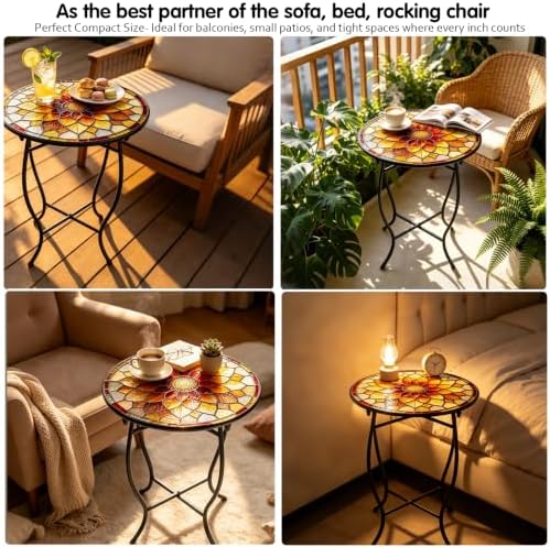14" Outdoor Side Table, Rust Proof Small Metal Side Table - Image 6