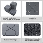 44 Pack Interlocking Deck Tiles, 12 x 12 Inch Outdoor Patio Flooring, Snap - Image 2