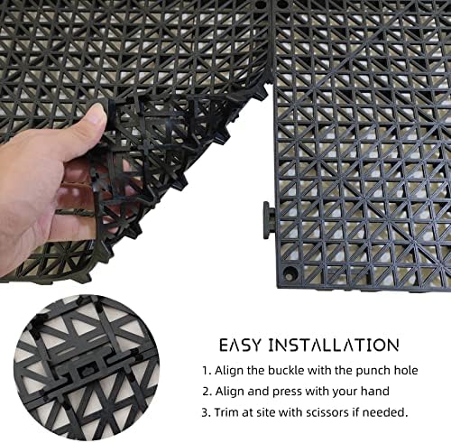 12 Pack Modular Interlocking Cushion 11.6" x 11.6" Rubber Mat Floor Tile Mats - Image 5