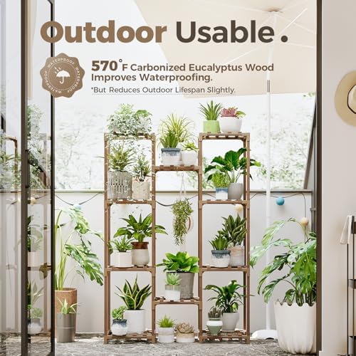 Bamworld Plant Stand Indoor Outdoor Tall Plant Shelf - Image 3