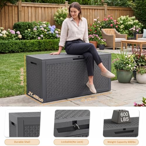 180 Gallon Outdoor Storage Box, Large Waterproof Patio Deck Box - Image 3