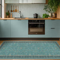 Teal Boho 2x5 Non Slip Small Kitchen Rug Runner by HazoHaus