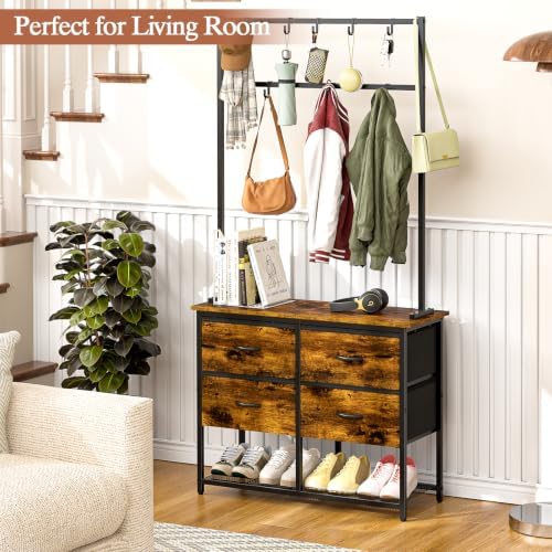 ThreeHio Hall Tree with Shoe Storage Bench, 31.5" Coat Rack - Image 6