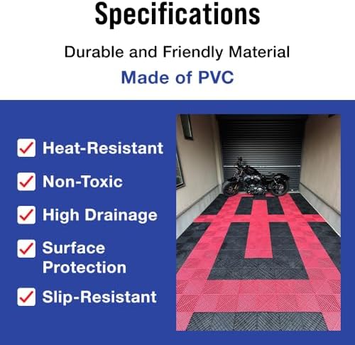 Japard Garage Floor Tiles, 20 Pack Interlocking Flooring Drainage 15.7 x 15.7 - Image 5