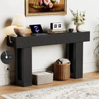 63 Inch Long Console Table w/Outlets & USB Ports, Narrow Rectangular Sofa Table by TEROL