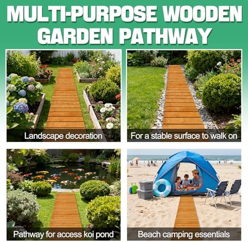MEWTOGO 12ft Wooden Garden Pathway, Pool Walkway - Image 6