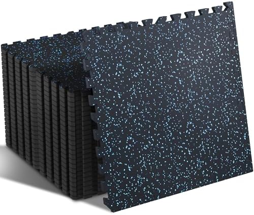 SUPERJARE 0.4'' Thick 24 Pcs 96 Sq Ft Rubber Top Exercise Equipment Mats by SUPERJARE