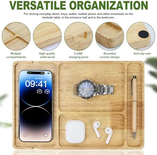 Buqoo Rubberwood Valet Tray for Men - Image 6