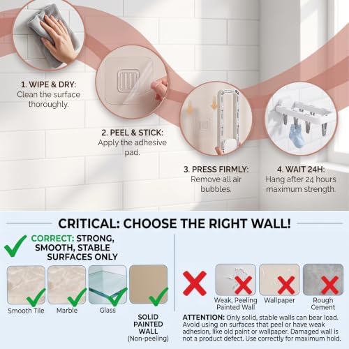 Wall Mounted Drying Rack with 7 Hidden Clips - Image 3