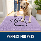 OLANLY Dog Door Mat for Muddy Paws 48x30, Paw Print Design Chenille Mud Mat - Image 6