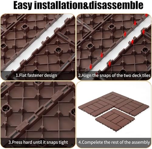 44 Pack Interlocking Deck Tiles, All-Weather Outdoor Deck Tiles - Image 4