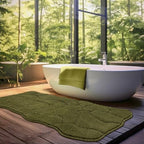 BSICPRO Large Bathroom Rugs Runner, 24x59 Scalloped Bath Mats, Olive Green by BSICPRO