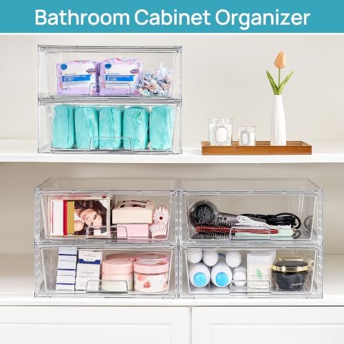 Vtopmart 2 Pack Large Clear Stackable Plastic Storage Drawers - Image 6