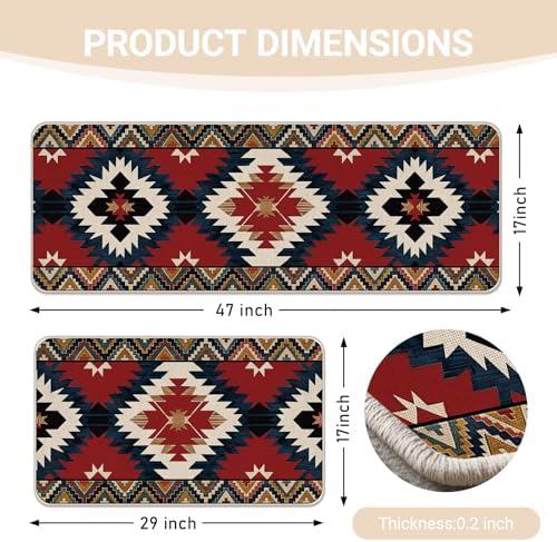 Southwest Native American Aztec Kitchen Rugs Set of 2 - Image 3