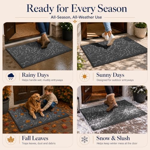 Yimobra Extra Large Front Door Mat, Floral Outdoor Mat - Image 6