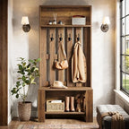 Tribesigns Hall Tree with Bench & Entryway Coat Rack with Shoe Storage - Image 3