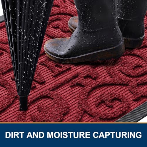 Smiry Front Door Mat Outside Entrance, Low Profile Rubber Doormat - Image 3