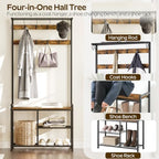 YATINEY Coat Rack Shoe Bench, 4-in-1 Hall Tree - Image 3