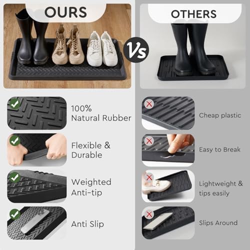 Tchdio Rubber Boot Tray for Entryway – Heavy Duty Shoe Mat, Mud Snow Mat for - Image 4