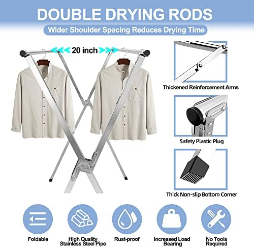 2026 Premium Stainless Steel Clothes Drying Racks, Foldable and Adjustable - Image 3