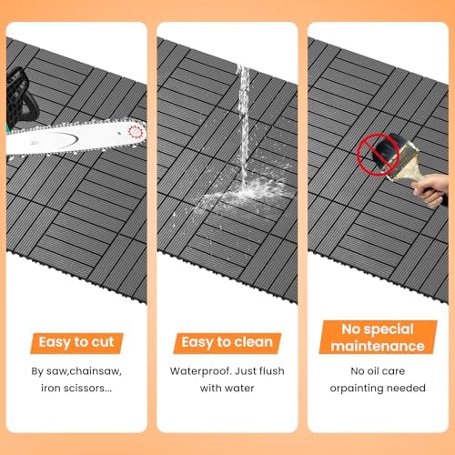 88 Pack Plastic Interlocking Patio Deck Tiles, Patio Floor Decking Tiles - Image 3