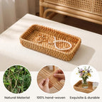 Rattan Serving Tray for Keys, Natural Wicker Decorative Tray Small Remote - Image 3