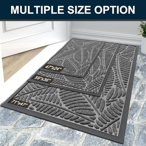 Colorxy Waterproof Front Doormat, Sturdy Natural Rubber Door Mat - Image 7
