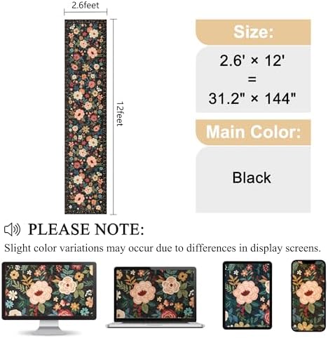 DUKINO 2.6x12 Kitchen Runner Rug, Floral Non Slip Long Washable Rug - Image 2
