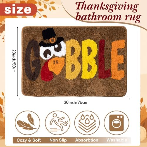 Capoda 1 Pcs Fall Thanksgiving Bathroom Rug 20 x 30 Inch - Image 2