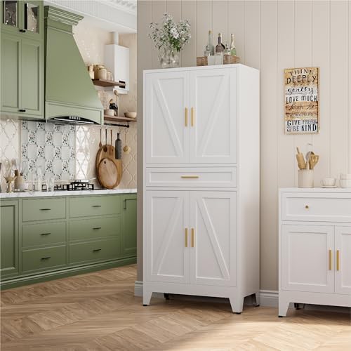 Bevivog 71" Kitchen Pantry Cabinet, Metal Storage Cabinet - Image 2