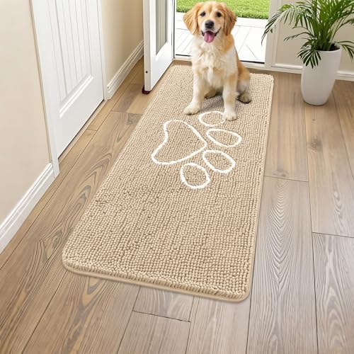 Smiry Dog Door Mat for Muddy Paws, Absorbent Non Slip Dirt Trapper by Smiry