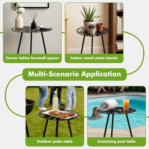 Party Zealot 1 Pack Extra-Large Metal Outdoor Side Tables 18 Inches Outside End - Image 6