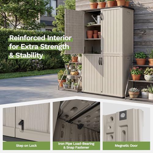 Patiowell 50 cu.ft Plastic Vertical Outdoor Storage Shed - Image 6