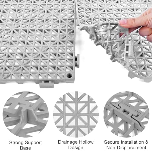 MYFAMIREA Modular Interlocking Cushion 8 Pack 11.8" x 11.8" Rubber Floor Tiles - Image 4