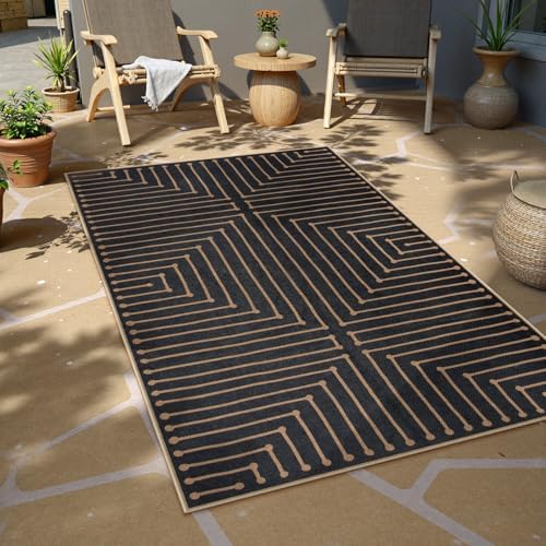 Lahome Black 3x5 Washable Rug, Neutral Easy Jute Entryway Front Porch Rug - Image 6