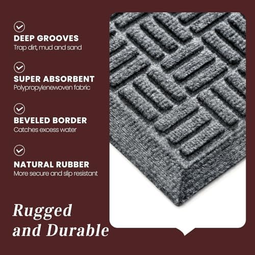 Mibao Front Door Mat Outside Entrance, Heavy Duty Welcome Mat, Stain and Fade - Image 5