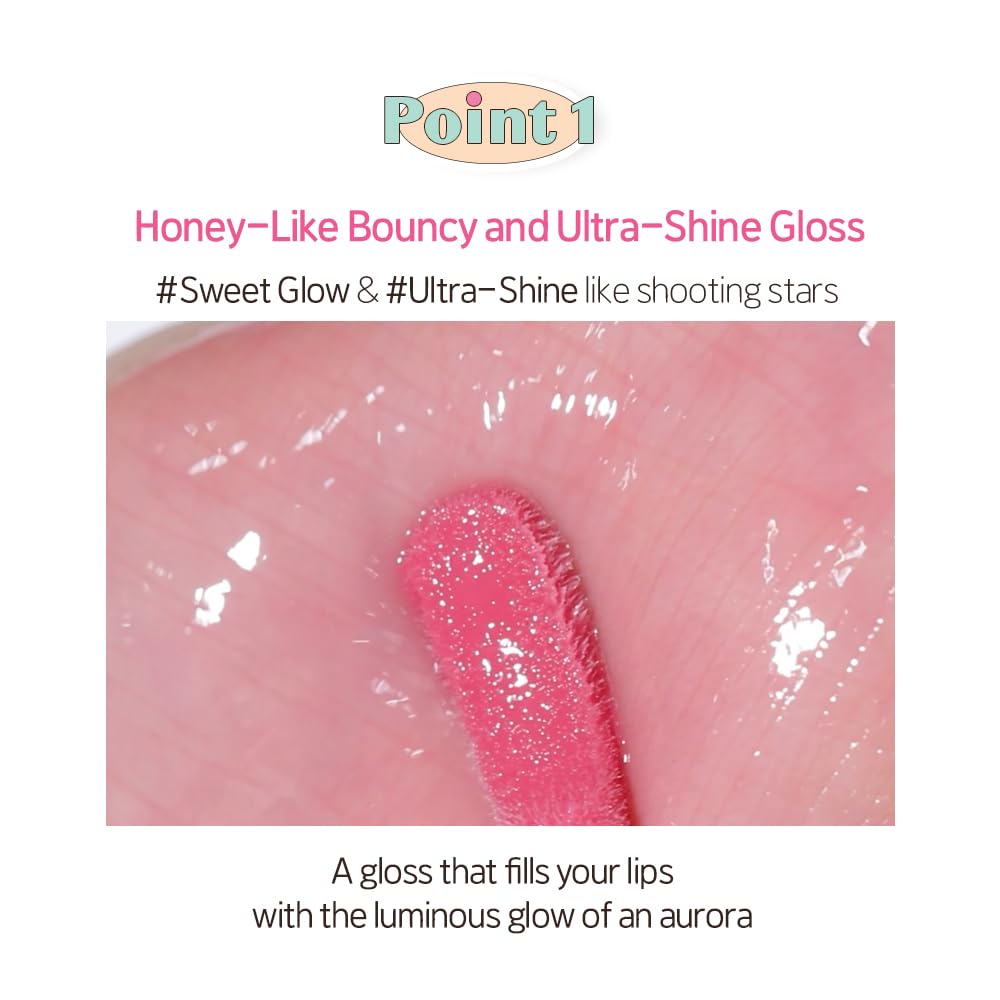 ETUDE Over Glowy Lip Gloss #1 Sweety Cream | Non-Sticky Vegan Lip Tint | Moisturized & Long-lasting Lip Gloss | Daily Tint for Dry Lips, Korean Makeup, K-beauty, Perfect for Gift