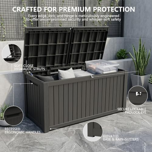 Outdoor Storage Box, 200 Gallon Waterproof Deck Box - Image 3