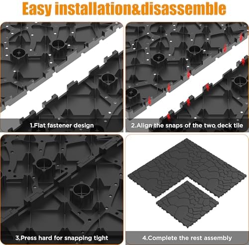Plastic Interlocking Deck Tiles, 44 Pack, Simulated Cobblestone, Non-Slip Patio - Image 4