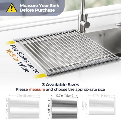 Tomorotec Roll Up Dish Drying Rack Over Sink, 304 Steel - Image 2