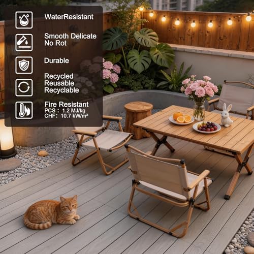 Outdoor Solid 8ft Composite Decking Boards 6 Pcs, Teak&Ancient Wood - Image 4