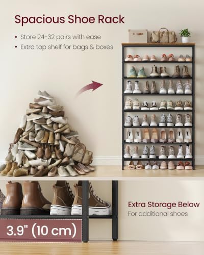 VASAGLE Shoe Rack with 7 Mesh Shelves and 1 Large Top - Image 4